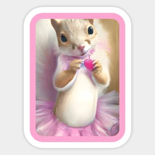 Valentine Ballerina Squirrel Sticker